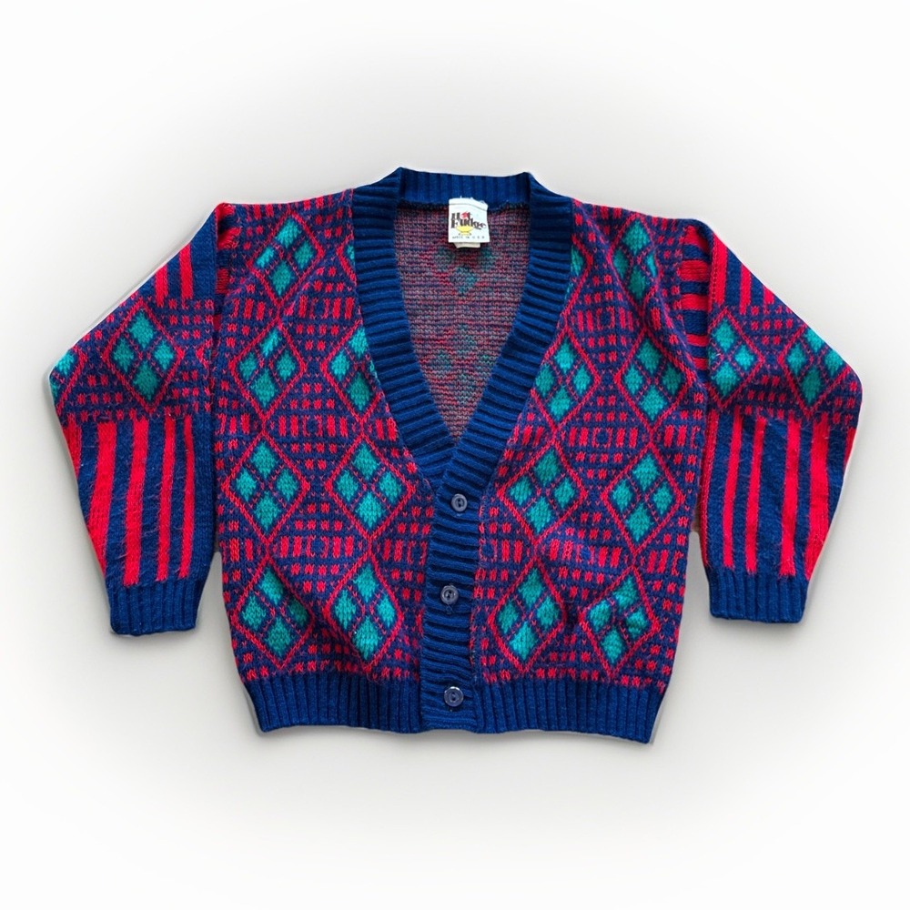 Vintage Cardigan Youth S Hot‎ Fudge Acrylic 90s Kids Sweater Knit